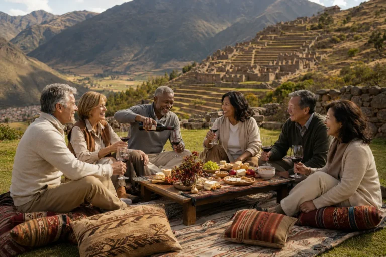 History, moments and a beautiful landscape with friends at an Inca picnic